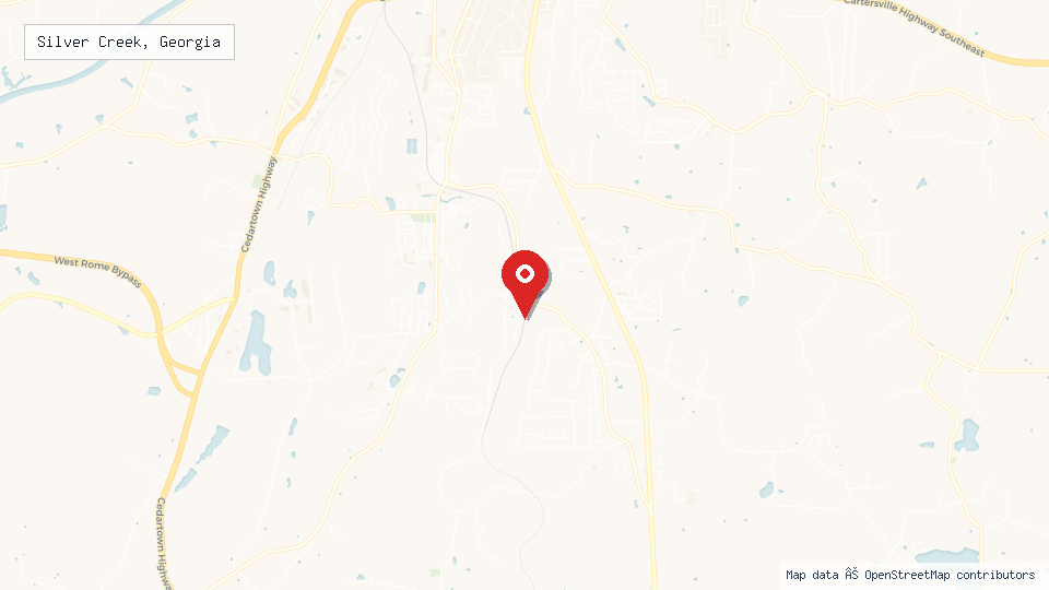 Street map of Silver Creek, Georgia with location pin