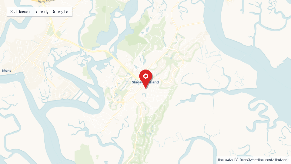 Street map of Skidaway Island, Georgia with location pin