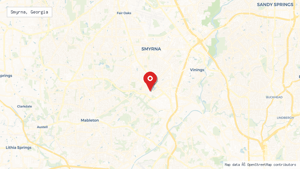 Street map of Smyrna, Georgia with location pin
