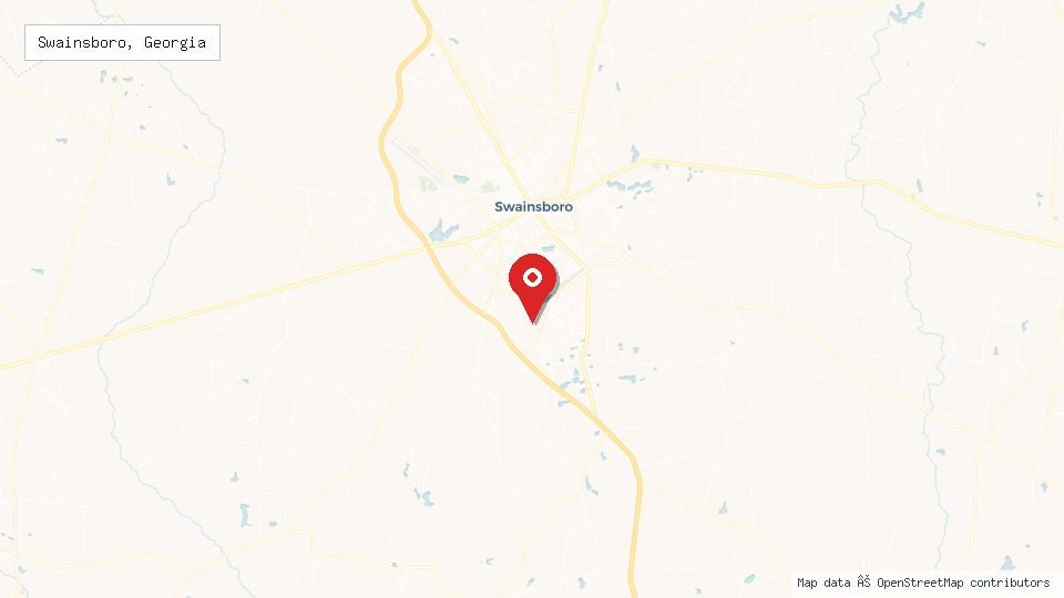 Street map of Swainsboro, Georgia with location pin