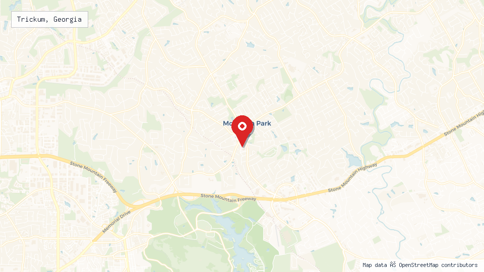 Street map of Trickum, Georgia with location pin