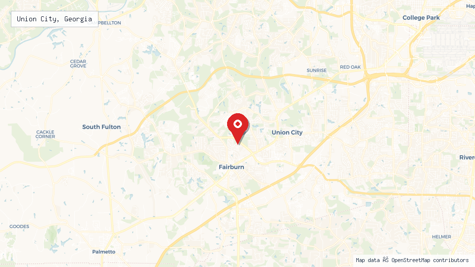 Street map of Union City, Georgia with location pin