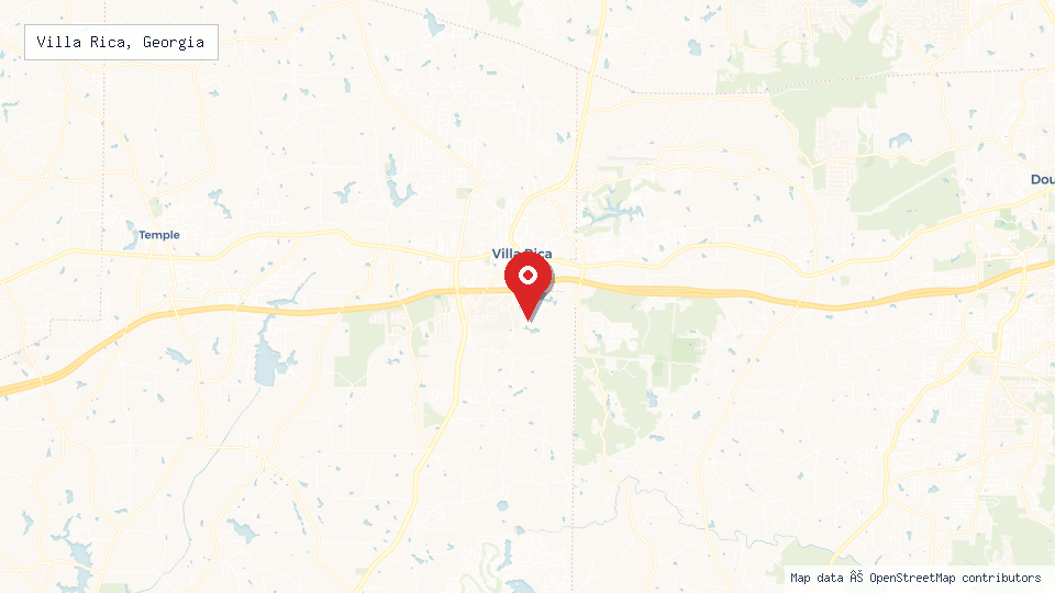 Street map of Villa Rica, Georgia with location pin