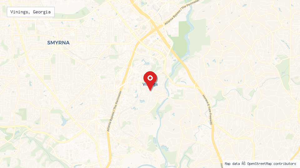 Street map of Vinings, Georgia with location pin