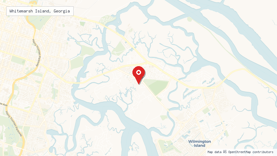 Street map of Whitemarsh Island, Georgia with location pin