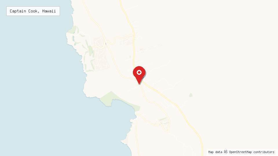Street map of Captain Cook, Hawaii with location pin