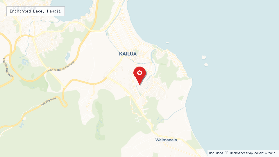 Street map of Enchanted Lake, Hawaii with location pin