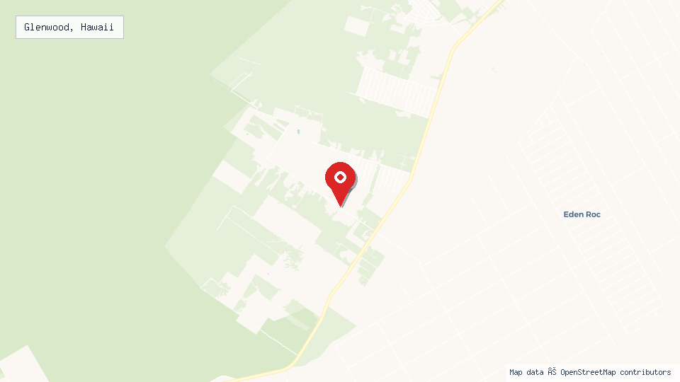 Street map of Glenwood, Hawaii with location pin