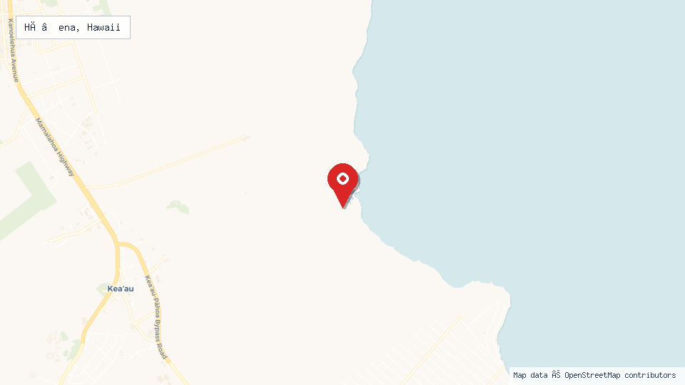 Street map of Hā‘ena, Hawaii with location pin
