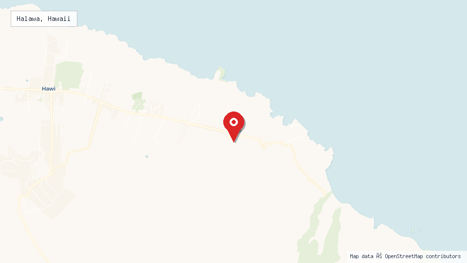 Street map of Halawa, Hawaii with location pin