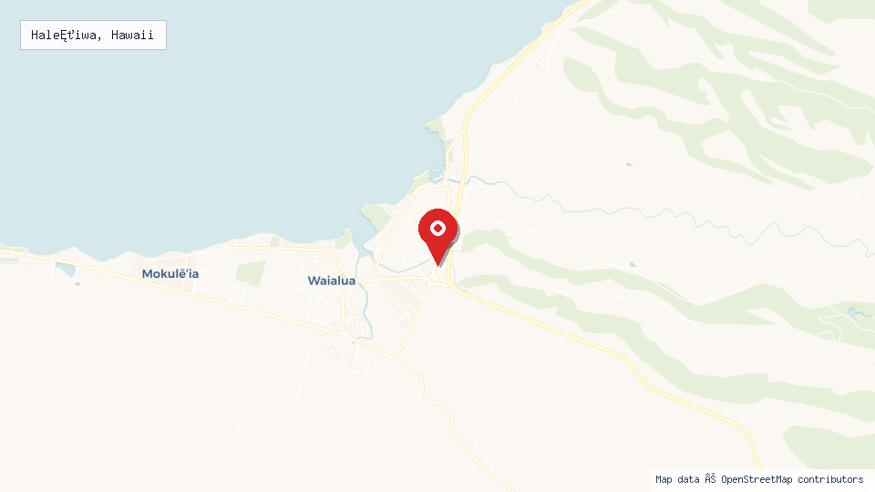 Street map of Haleʻiwa, Hawaii with location pin