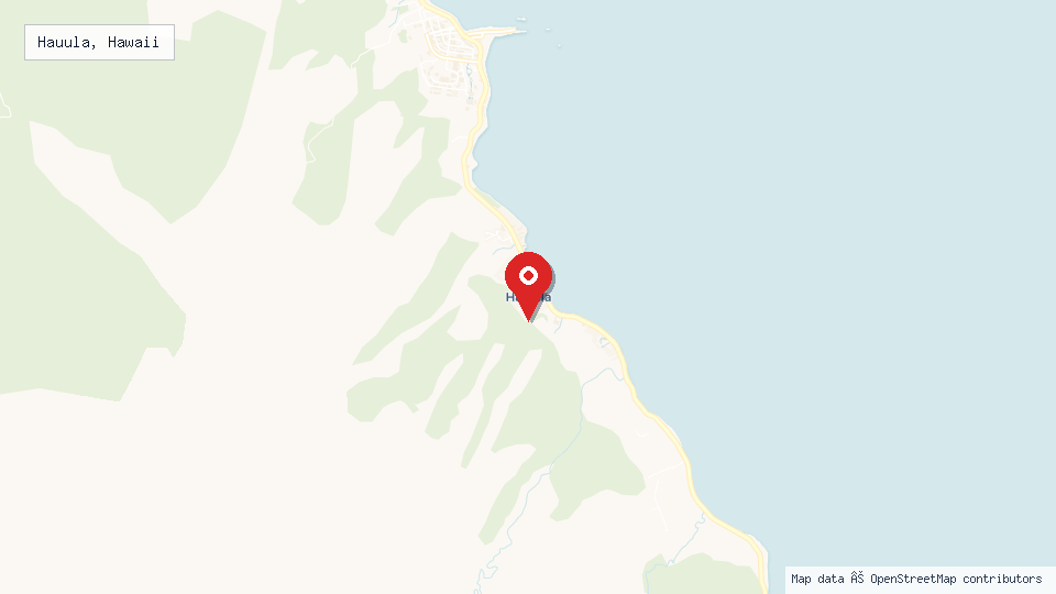 Street map of Hauula, Hawaii with location pin