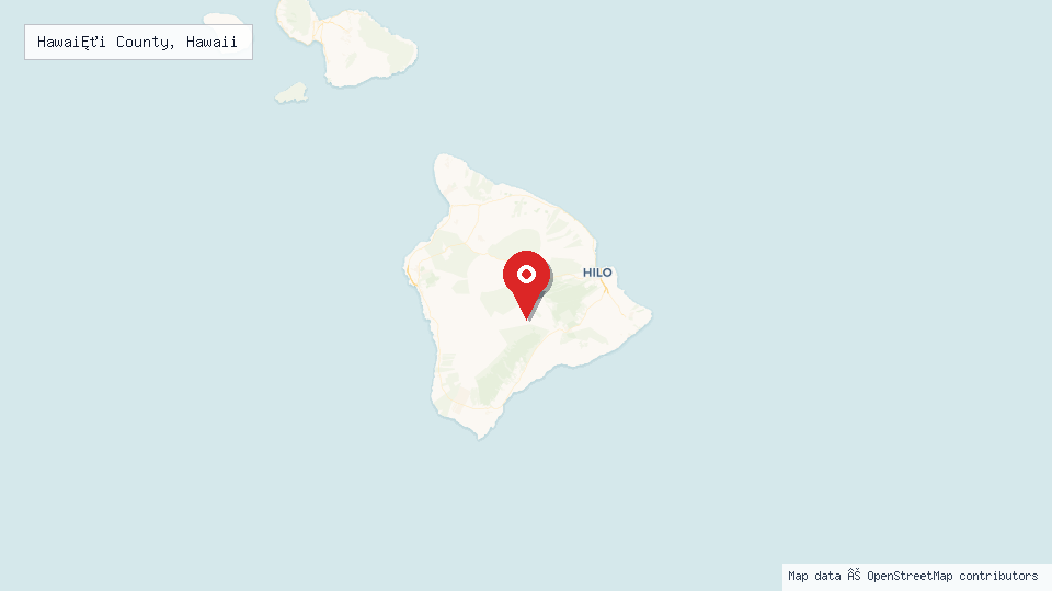 Street map of Hawaiʻi County, Hawaii with location pin