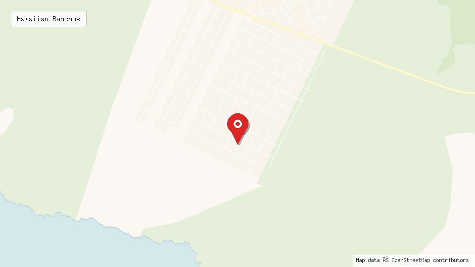 Street map of Hawaiian Ranchos with location pin