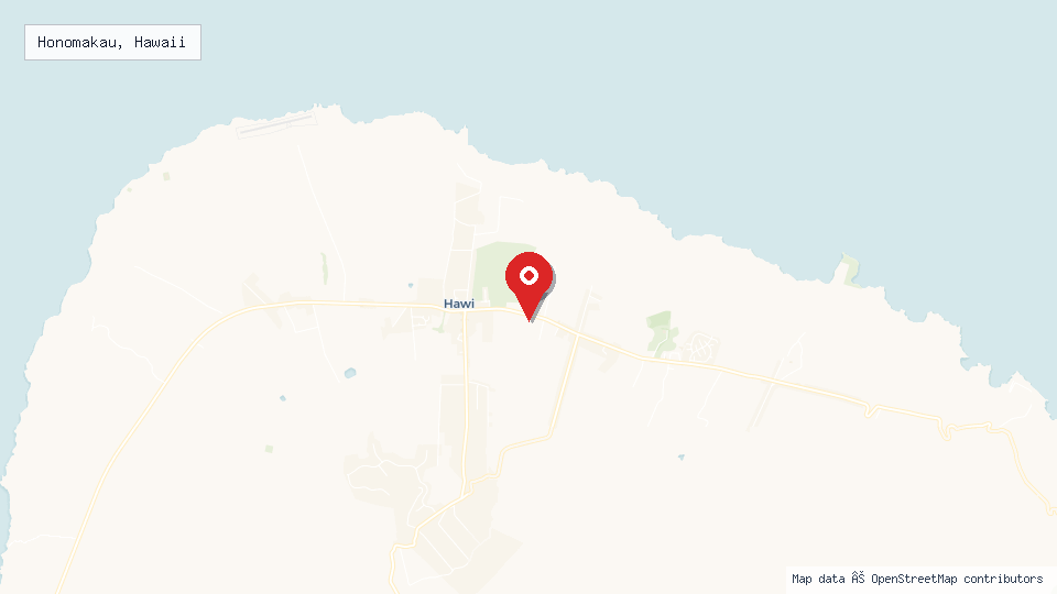 Street map of Honomakau, Hawaii with location pin