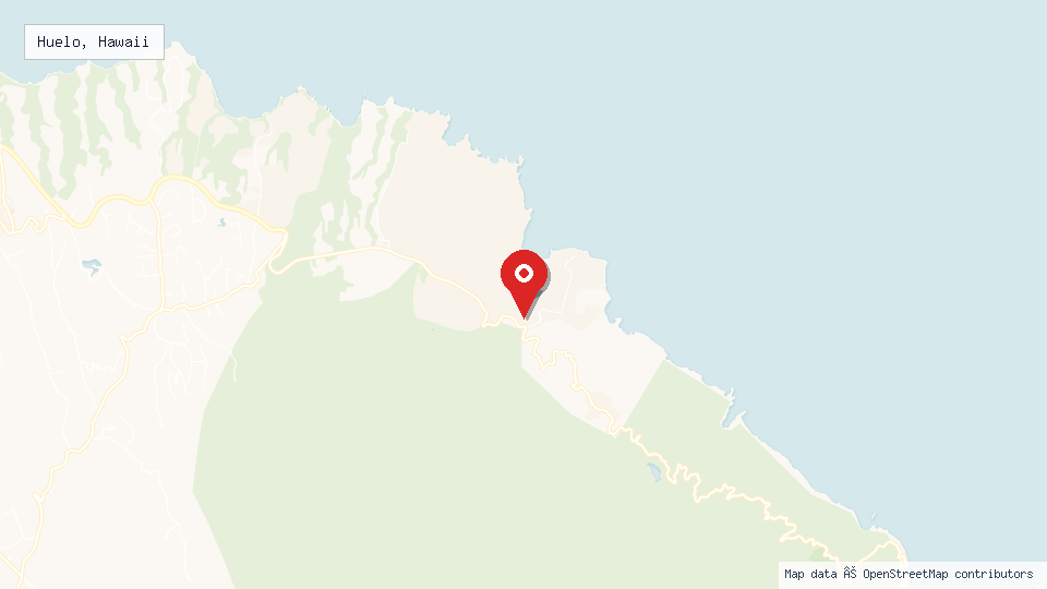Street map of Huelo, Hawaii with location pin