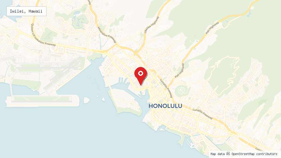 Street map of Iwilei, Hawaii with location pin