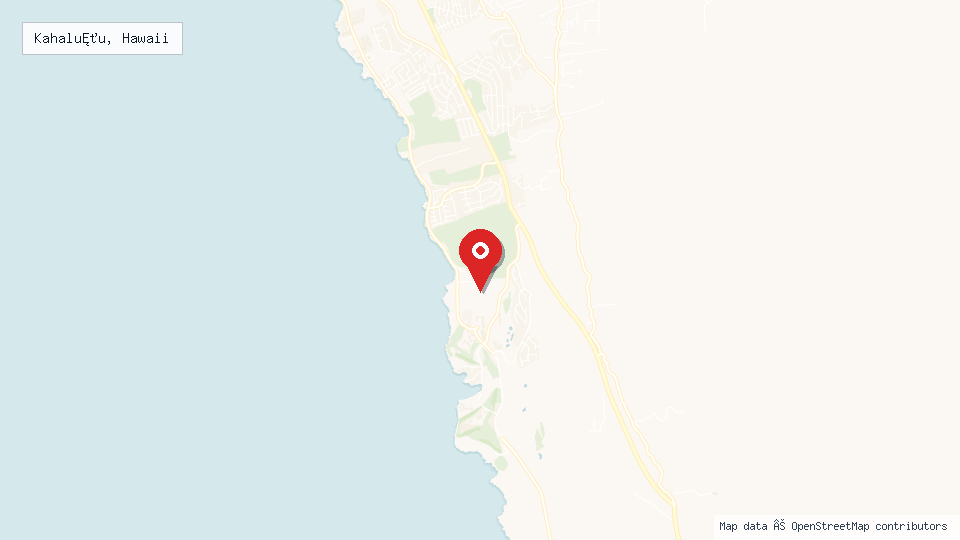 Street map of Kahaluʻu, Hawaii with location pin