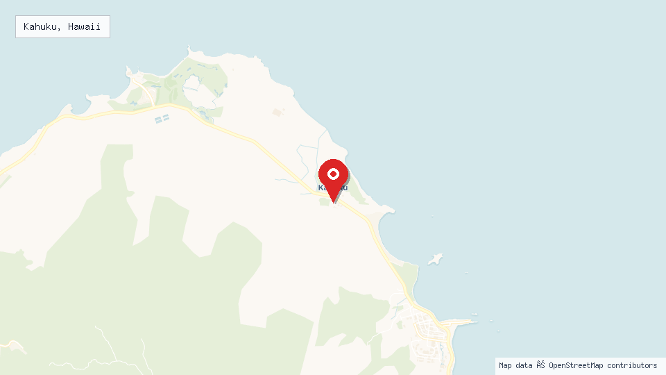 Street map of Kahuku, Hawaii with location pin