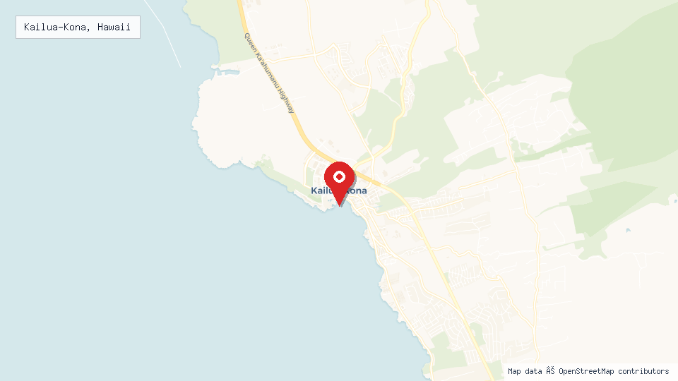 Street map of Kailua-Kona, Hawaii with location pin