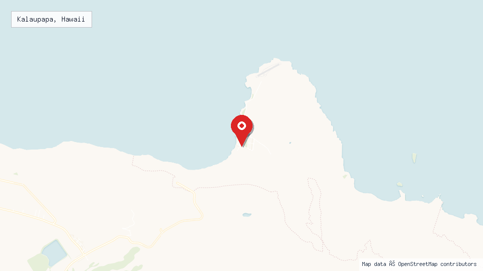 Street map of Kalaupapa, Hawaii with location pin