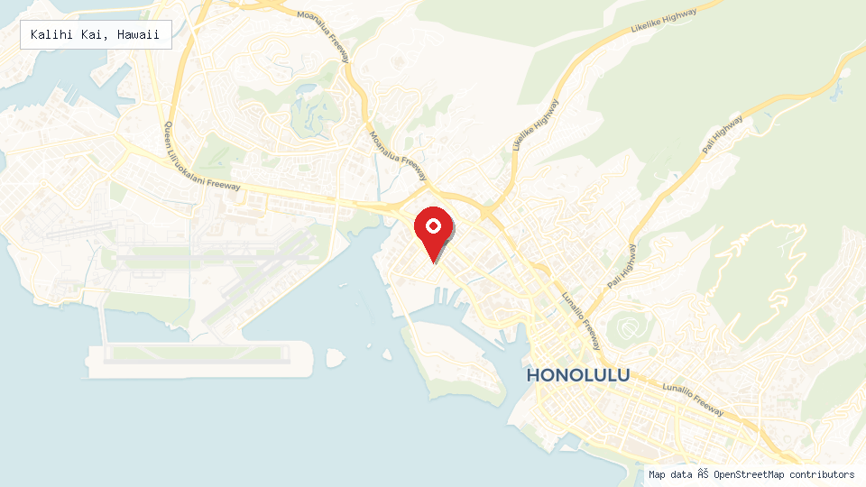 Street map of Kalihi Kai, Hawaii with location pin