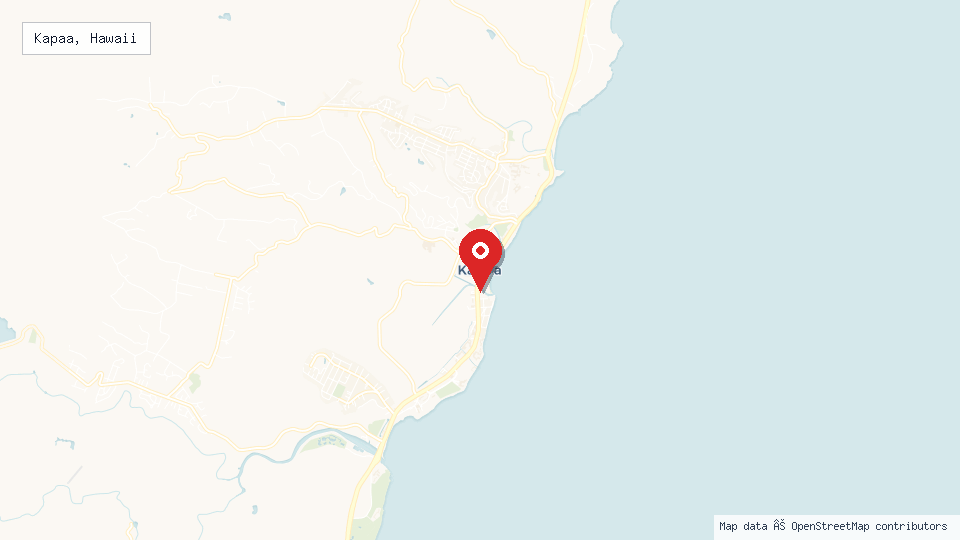 Street map of Kapaa, Hawaii with location pin