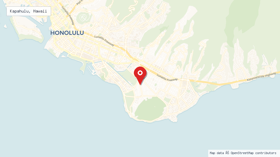 Street map of Kapahulu, Hawaii with location pin