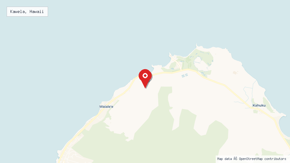 Street map of Kawela, Hawaii with location pin