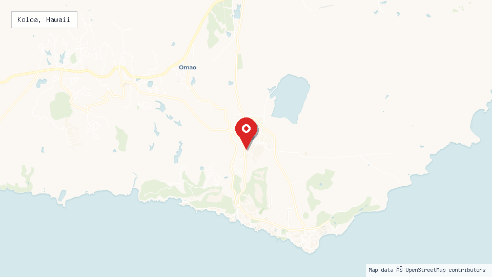 Street map of Koloa, Hawaii with location pin