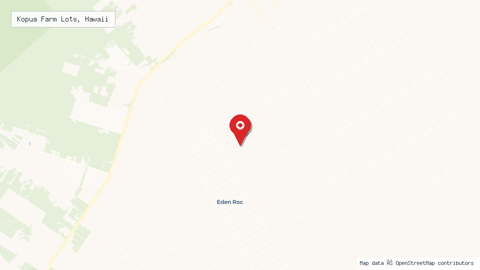 Street map of Kopua Farm Lots, Hawaii with location pin