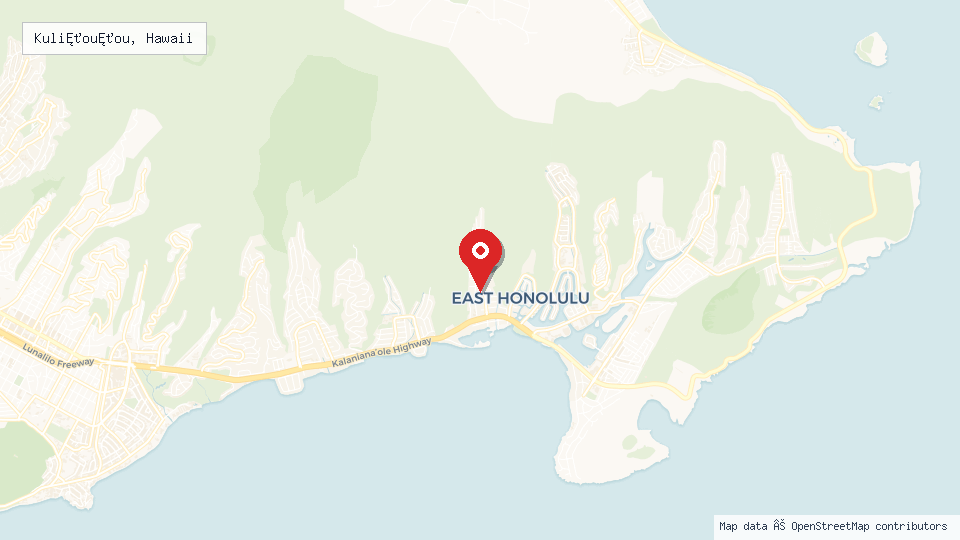 Street map of Kuliʻouʻou, Hawaii with location pin