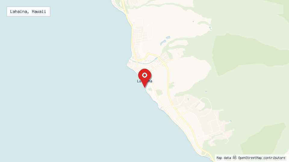 Street map of Lahaina, Hawaii with location pin