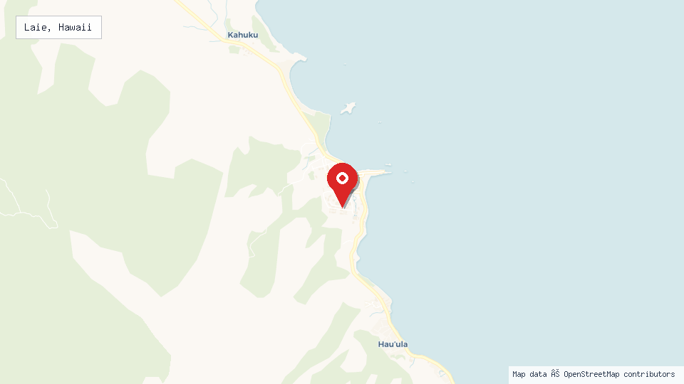 Street map of Laie, Hawaii with location pin