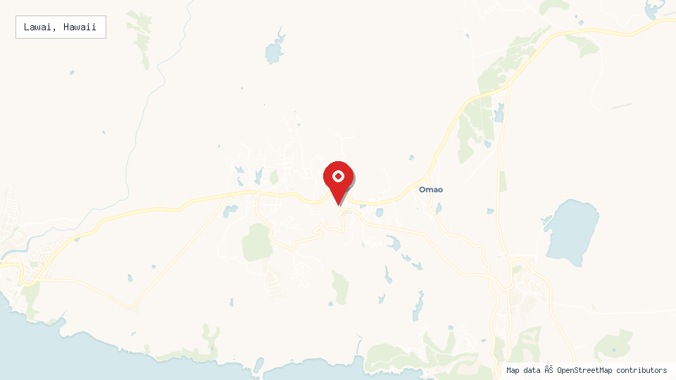 Street map of Lawai, Hawaii with location pin
