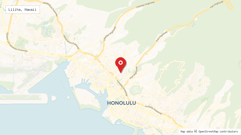 Street map of Liliha, Hawaii with location pin