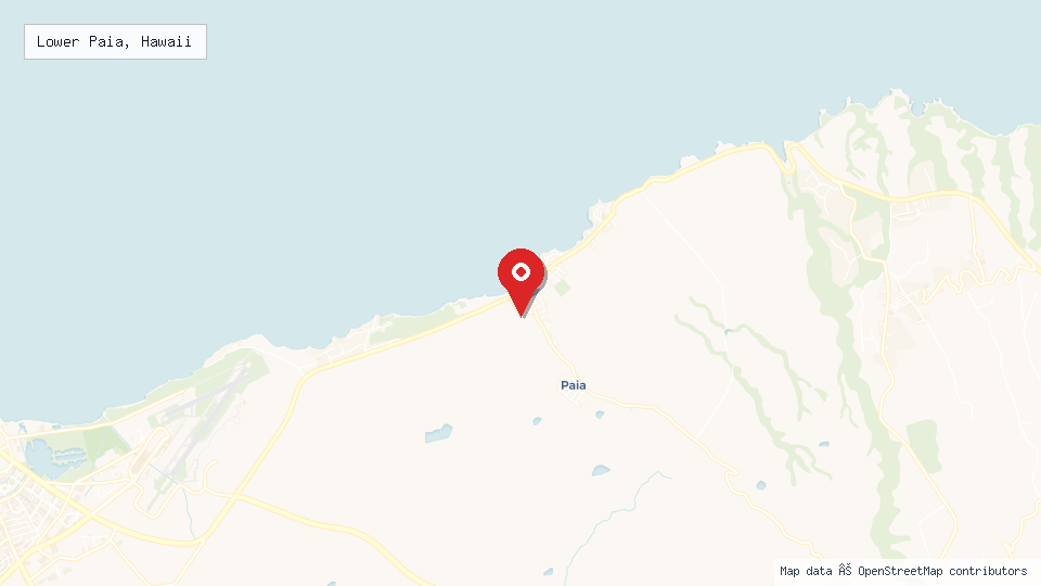 Street map of Lower Paia, Hawaii with location pin