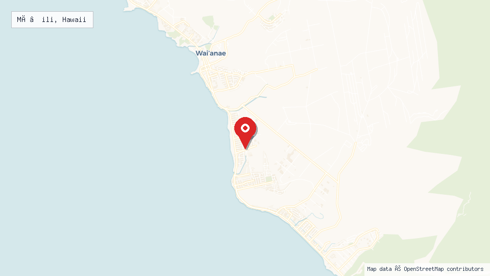 Street map of Mā‘ili, Hawaii with location pin