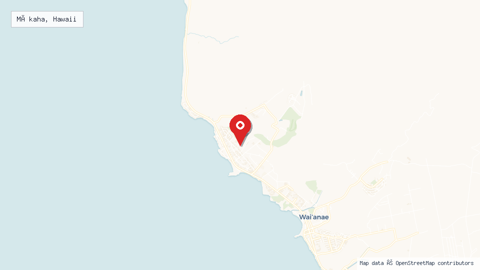 Street map of Mākaha, Hawaii with location pin