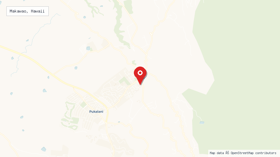 Street map of Makawao, Hawaii with location pin