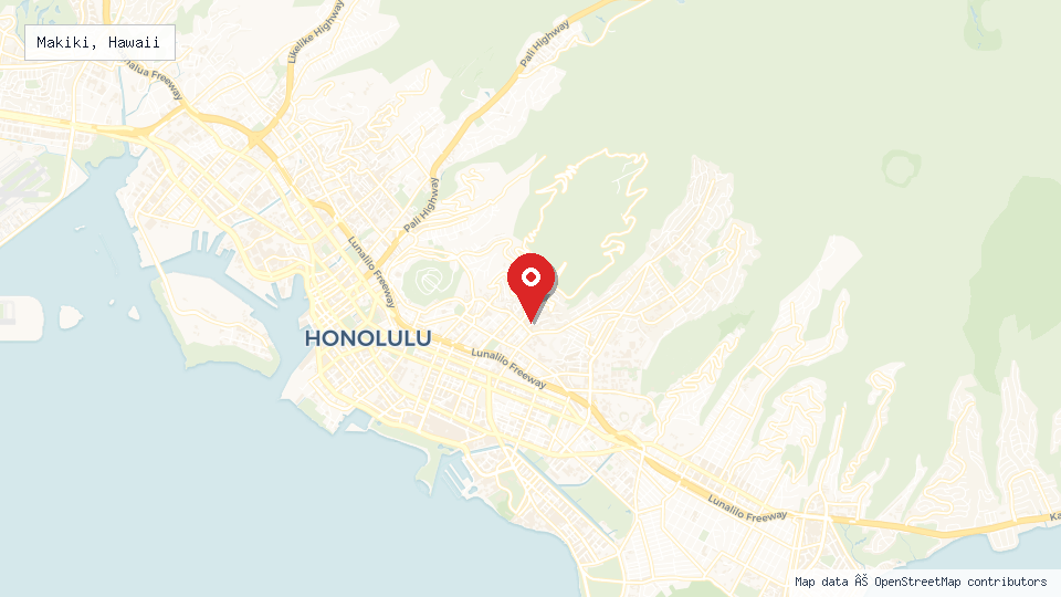 Street map of Makiki, Hawaii with location pin