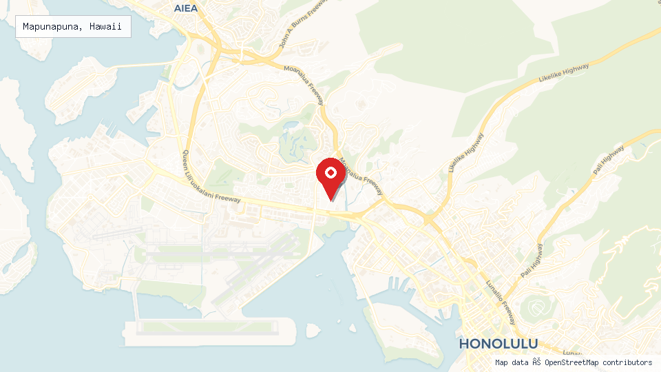 Street map of Mapunapuna, Hawaii with location pin