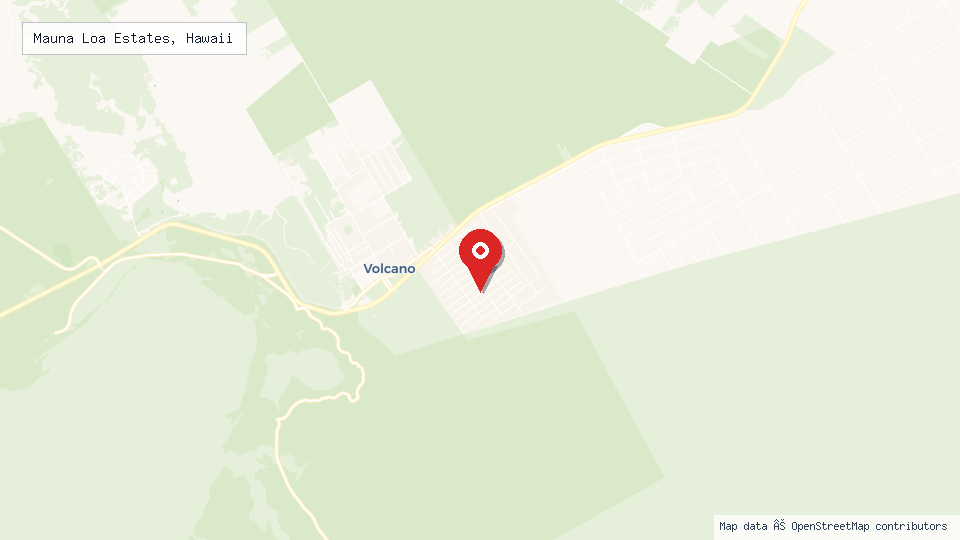 Street map of Mauna Loa Estates, Hawaii with location pin