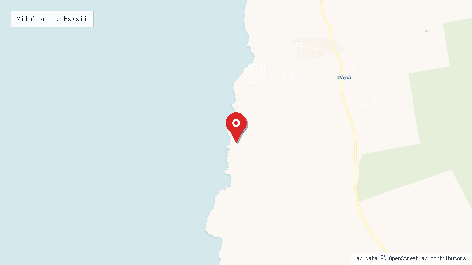 Street map of Miloli‘i, Hawaii with location pin