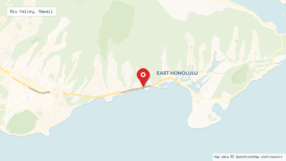 Street map of Niu Valley, Hawaii with location pin