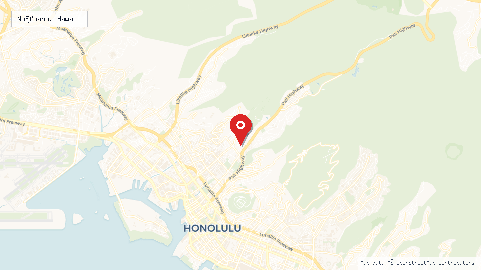 Street map of Nuʻuanu, Hawaii with location pin