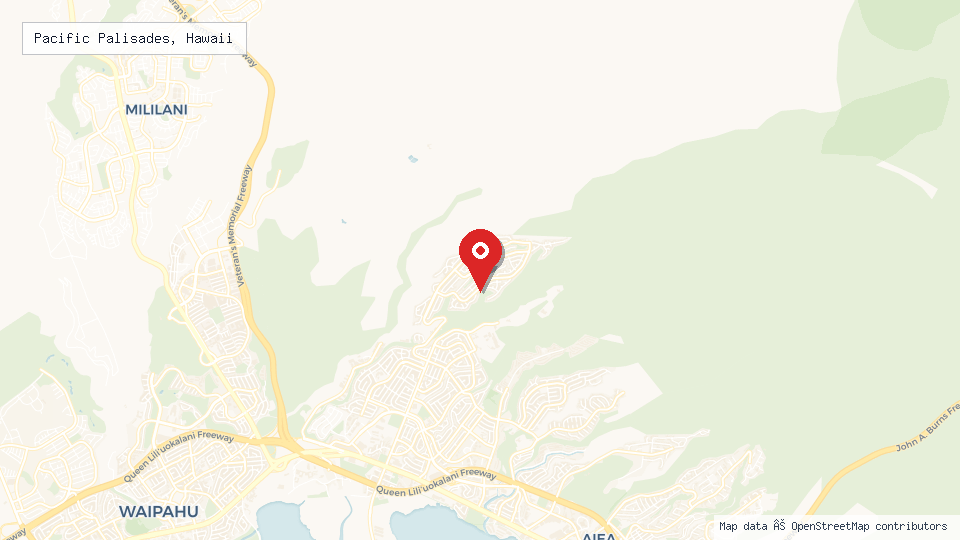 Street map of Pacific Palisades, Hawaii with location pin