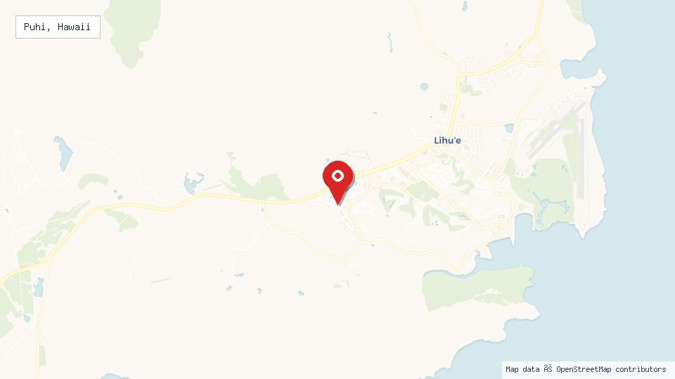 Street map of Puhi, Hawaii with location pin