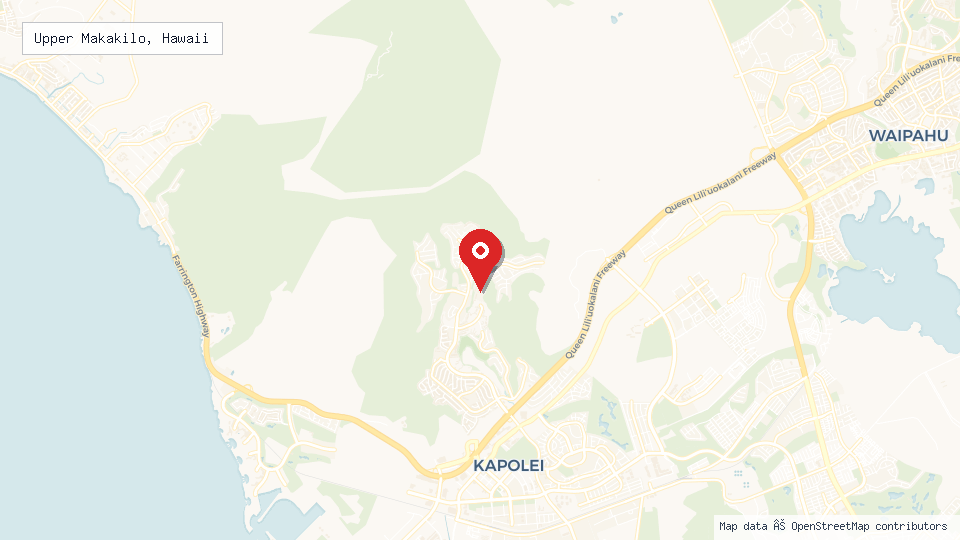 Street map of Upper Makakilo, Hawaii with location pin