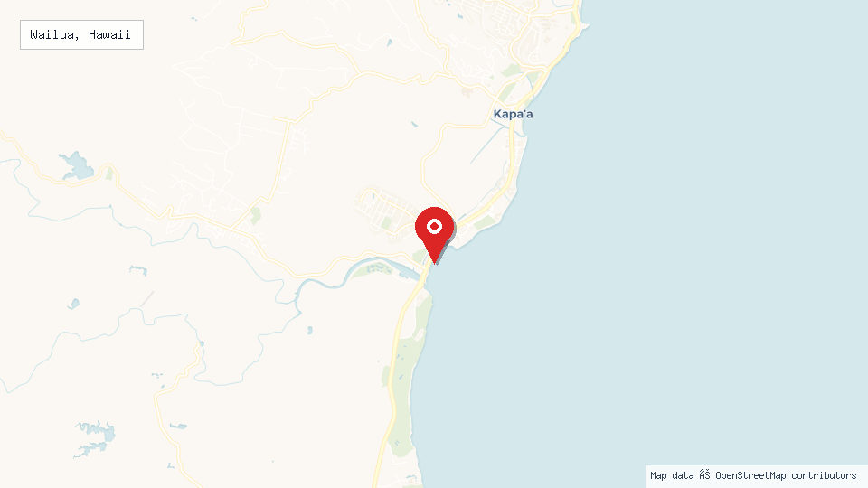 Street map of Wailua, Hawaii with location pin